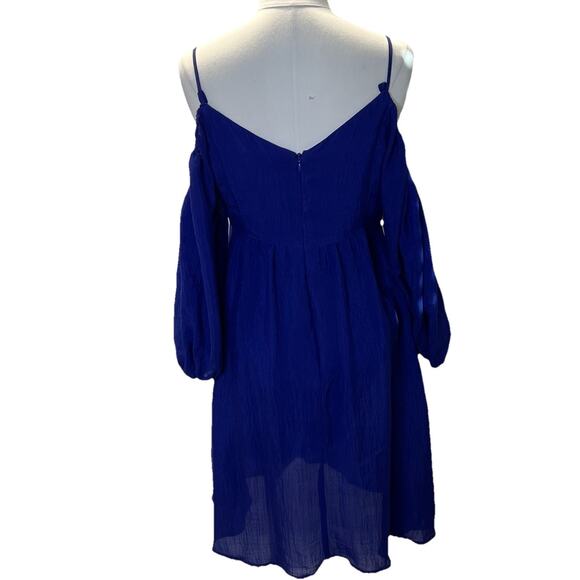 Moulinette Soeurs Carina Dress Small Off the Shoulder Blue Purple Anthropologie - Picture 9 of 15